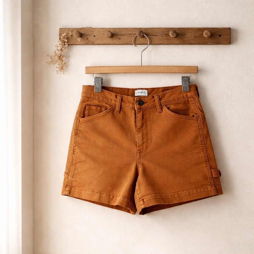 Wonderly Carpenter Shorts Womens size 4 Burnt Orange Excellent High Rise Utility